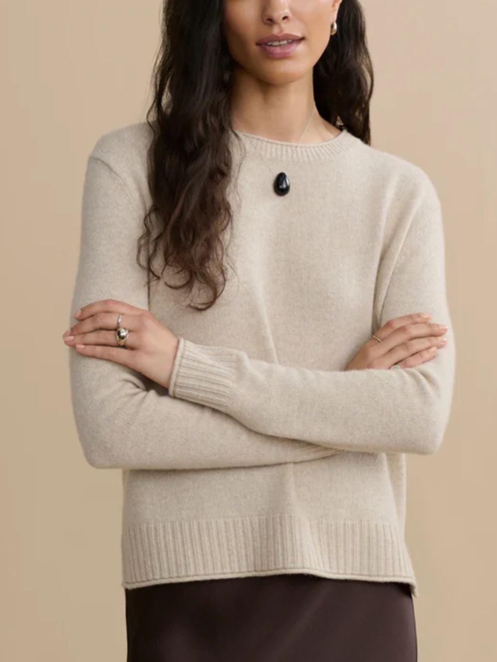 Jenni Kayne Jenni Kayne Everyday Sweater Cashmere Wool Blend Crewneck Beige XS